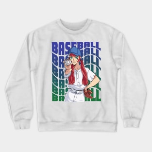 Baseball Player Boys Girls Youth Female Pitcher Sports Crewneck Sweatshirt